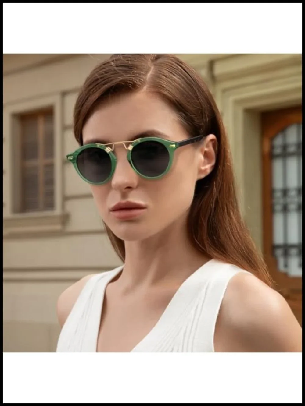 Small Face Acetate Double Bridge Round Sunglasses Polarized UV Protection Retro
